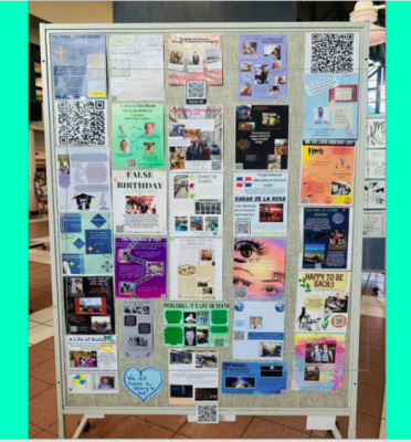 Poster board showcasing an example of the Humans of East Lyme Project